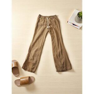 CALI 1850 Linen Blend Drawstring Pants – Brown Wide Leg Lounge M